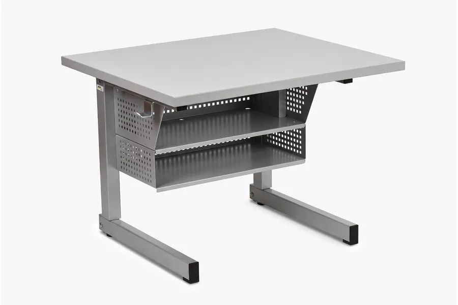 Einzel-Schulpult NEPTUN mit Tischblatt RAL 7047 und Gestell RAL 9007 von ADUKA