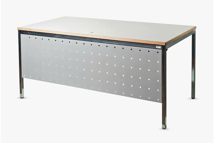 Mehrzwecktisch SATURN mit Tischblatt RAL 7047 und Gestell RAL 9007 von ADUKA