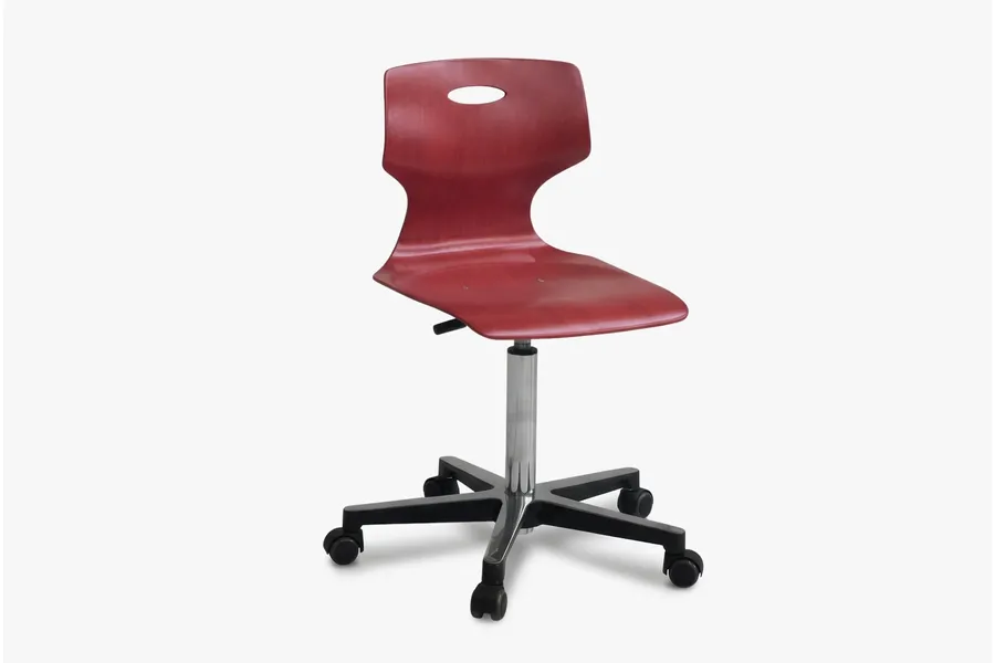 Schulstuhl METIS mit drehbarer Sitzschale RAL 8001 und verchromtem Gestell von ADUKA