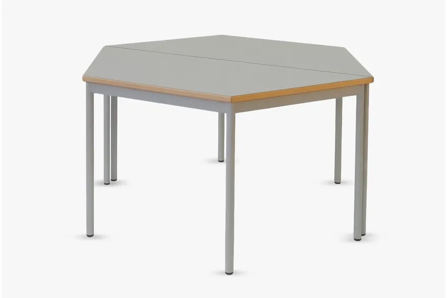 Trapeztisch TITAN mit Tischblatt RAL 7047 und Gestell RAL 9007 von ADUKA